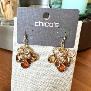 Chico's Gold and Amber Cluster Earrings